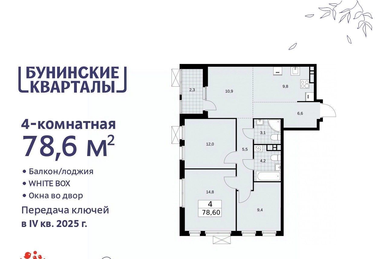 квартира г Москва п Сосенское метро Бунинская аллея № 191 кв-л фото 1