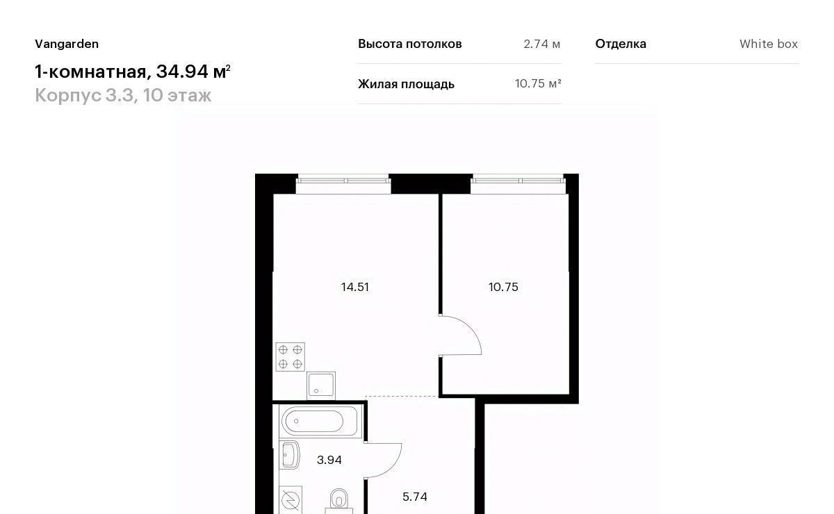 квартира г Москва метро Аминьевская ЖК Вангарден 3/3 фото 1