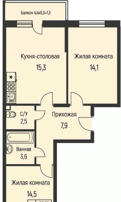 квартира г Краснодар п свх Прогресс п Березовый Эко-квартал Nova Vita муниципальное образование фото 1