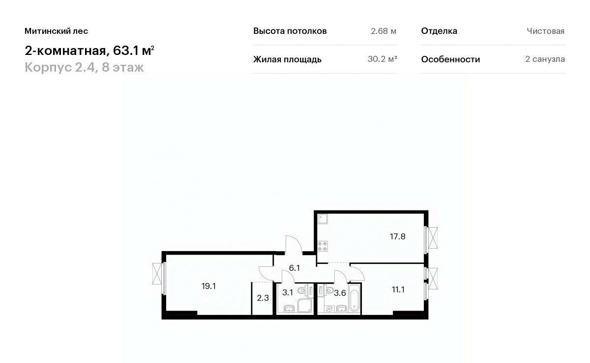 квартира г Москва район Митино ЖК Митинский Лес 2/4 направление Ленинградское (северо-запад) ш Пятницкое Северо-Западный ао фото 1