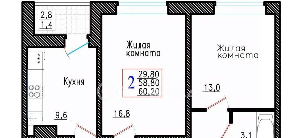 квартира г Воронеж р-н Советский ул Острогожская 166/3 фото 1