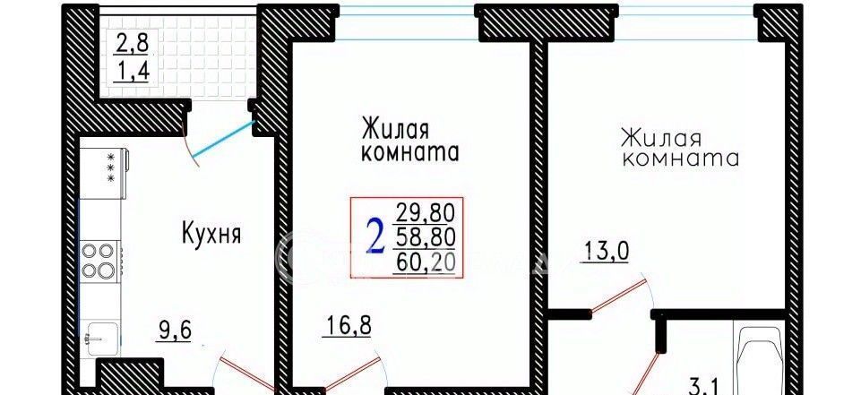 квартира г Воронеж р-н Советский ул Острогожская 166/4 фото 1