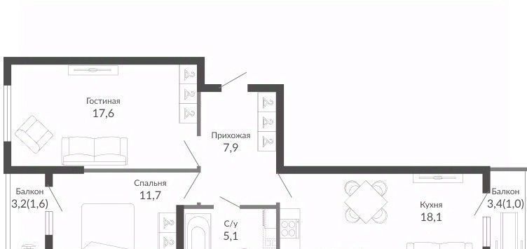 квартира г Новороссийск р-н Центральный ул Куникова 47г ЖК Облака 2 фото 1