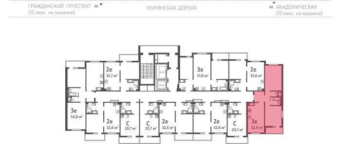 квартира г Санкт-Петербург метро Девяткино Цветной Город ЖК фото 2