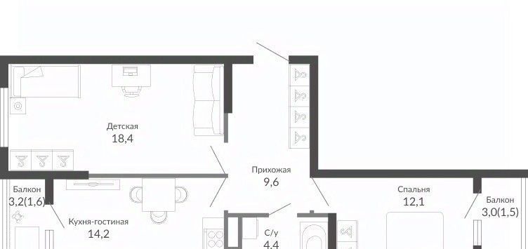 квартира г Новороссийск р-н Центральный ул Куникова 47г ЖК Облака 2 фото 1