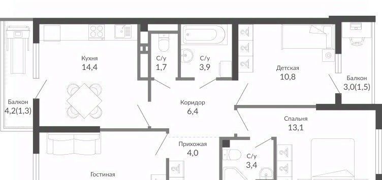 квартира г Новороссийск р-н Центральный ул Куникова 47г ЖК Облака 2 фото 1