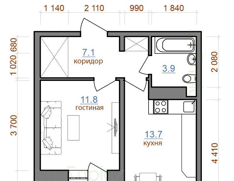 квартира г Иркутск р-н Октябрьский ул Советская 176/200 ЖК «АВИАТОR» ИВАТУ городок, с 1/1 фото 1