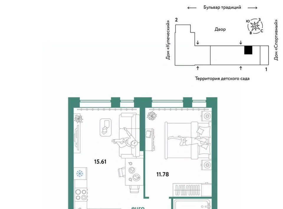 квартира г Тюмень р-н Калининский ул Новоселов 103к/1 фото 10