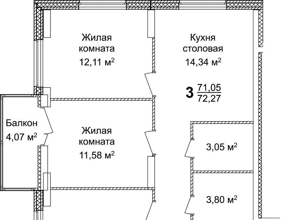 квартира г Нижний Новгород Горьковская ЖК «КМ Тимирязевский» фото 3