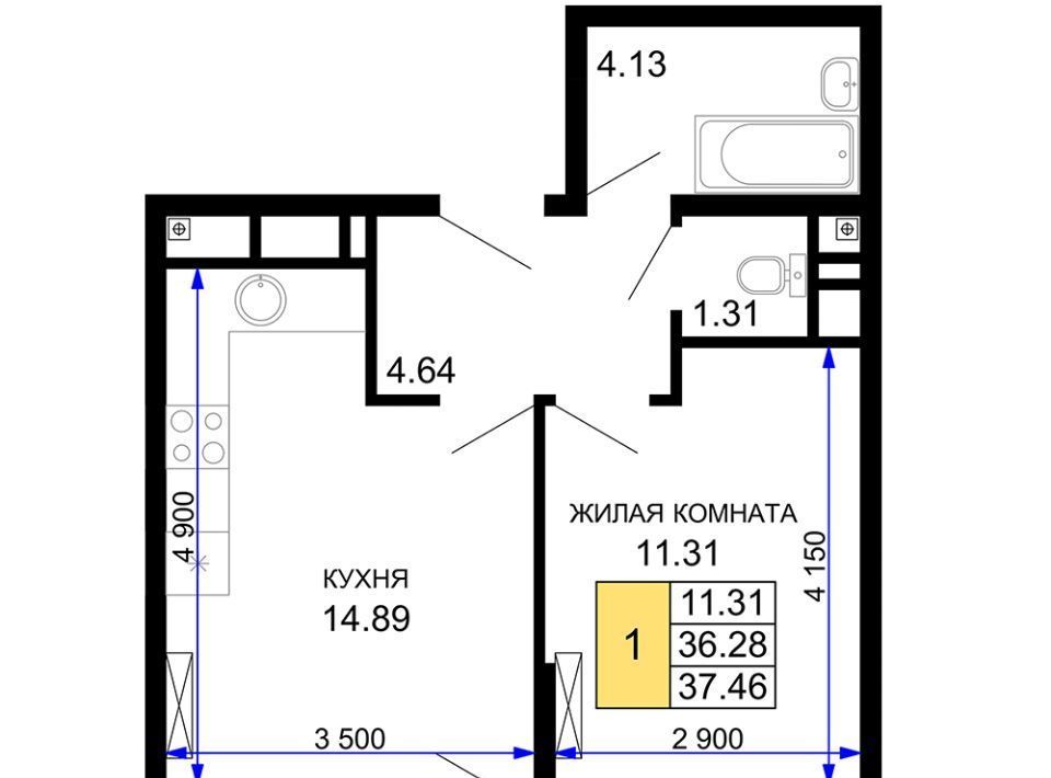 квартира г Краснодар р-н Центральный ул Новая ЖК Фонтаны 78 с 2 фото 1