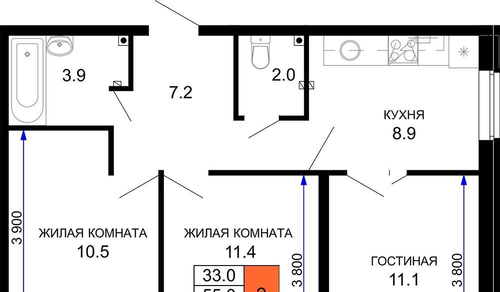 квартира г Краснодар р-н Прикубанский ЖК «Дыхание» фото 1