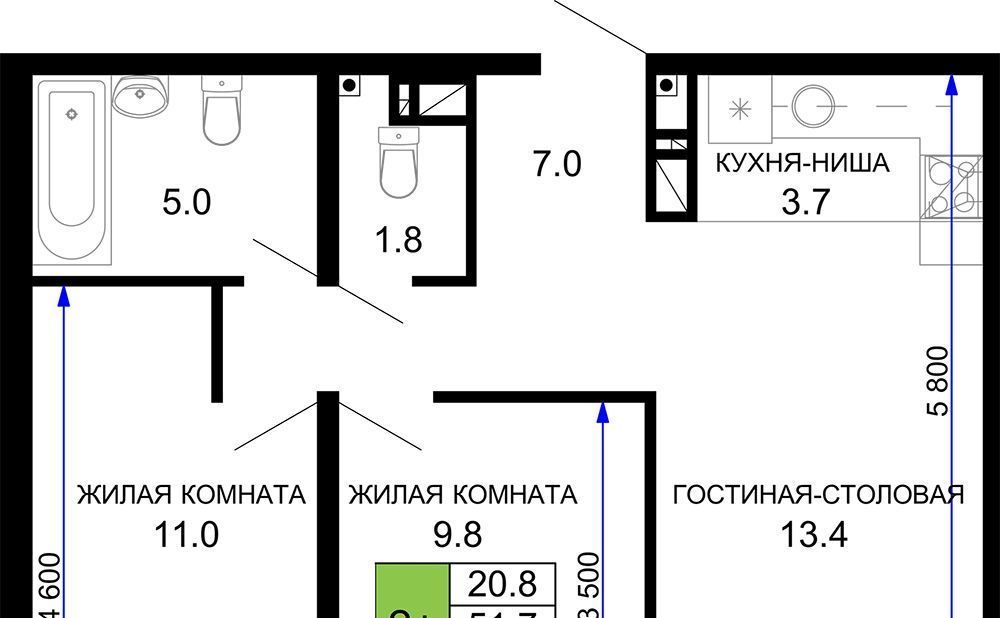 квартира г Краснодар р-н Прикубанский ЖК «Дыхание» фото 1