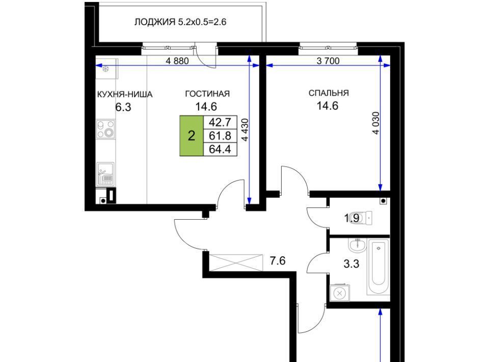 квартира г Краснодар р-н Прикубанский ул им. Героя Ростовского 8к/7 фото 1