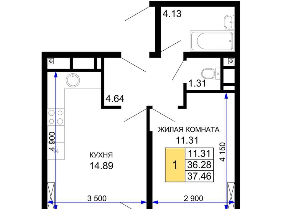 квартира г Краснодар р-н Центральный ЖК Фонтаны фото 1