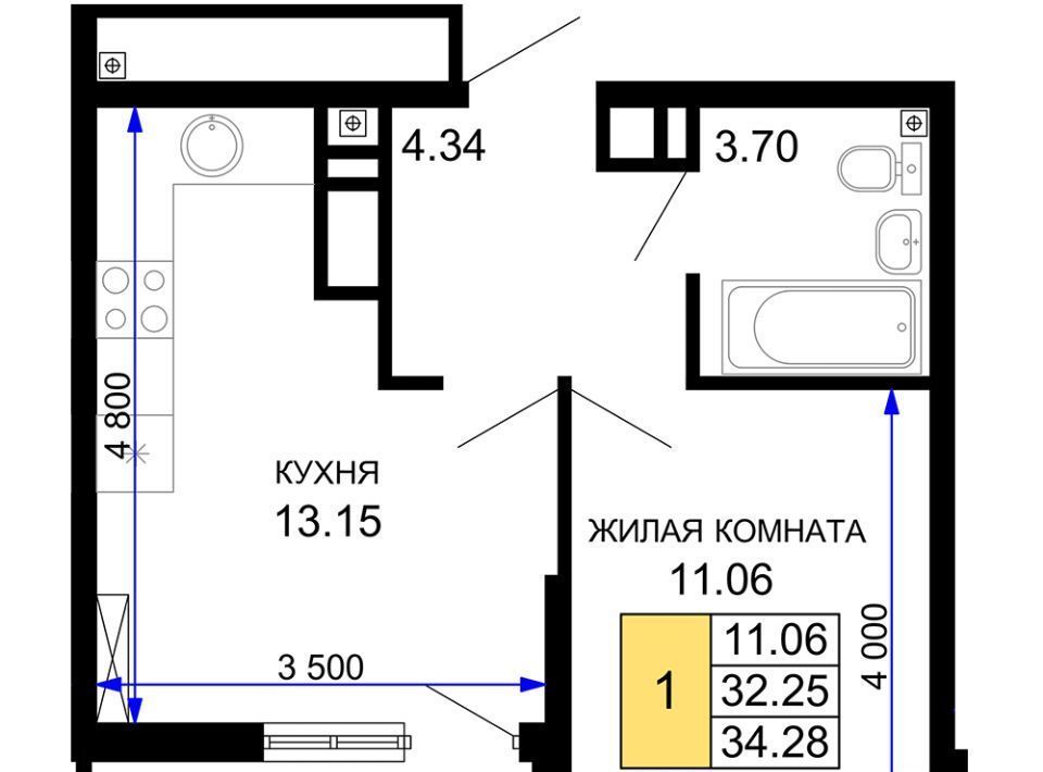 квартира г Краснодар р-н Центральный ЖК Фонтаны фото 1