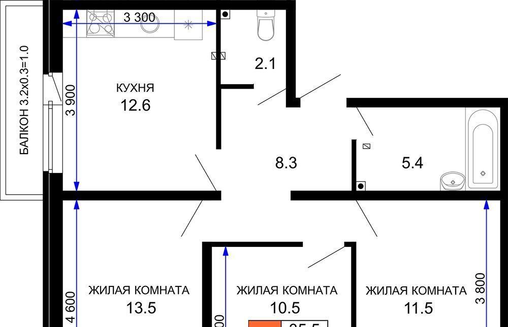 квартира г Краснодар р-н Прикубанский ЖК «Дыхание» фото 1