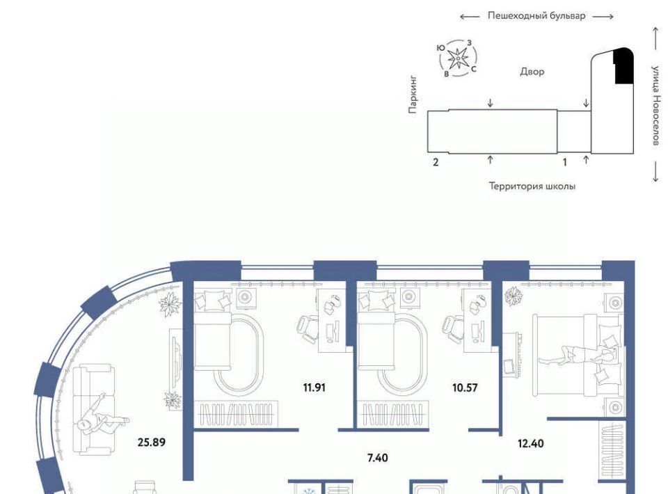 квартира г Тюмень р-н Калининский ул Новоселов 103 фото 24