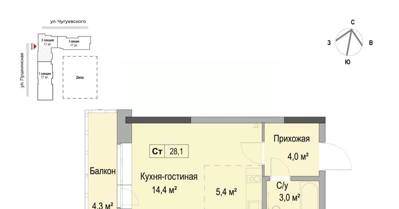 квартира г Ижевск р-н Первомайский ЖК «Дом героев Леонов» фото 1