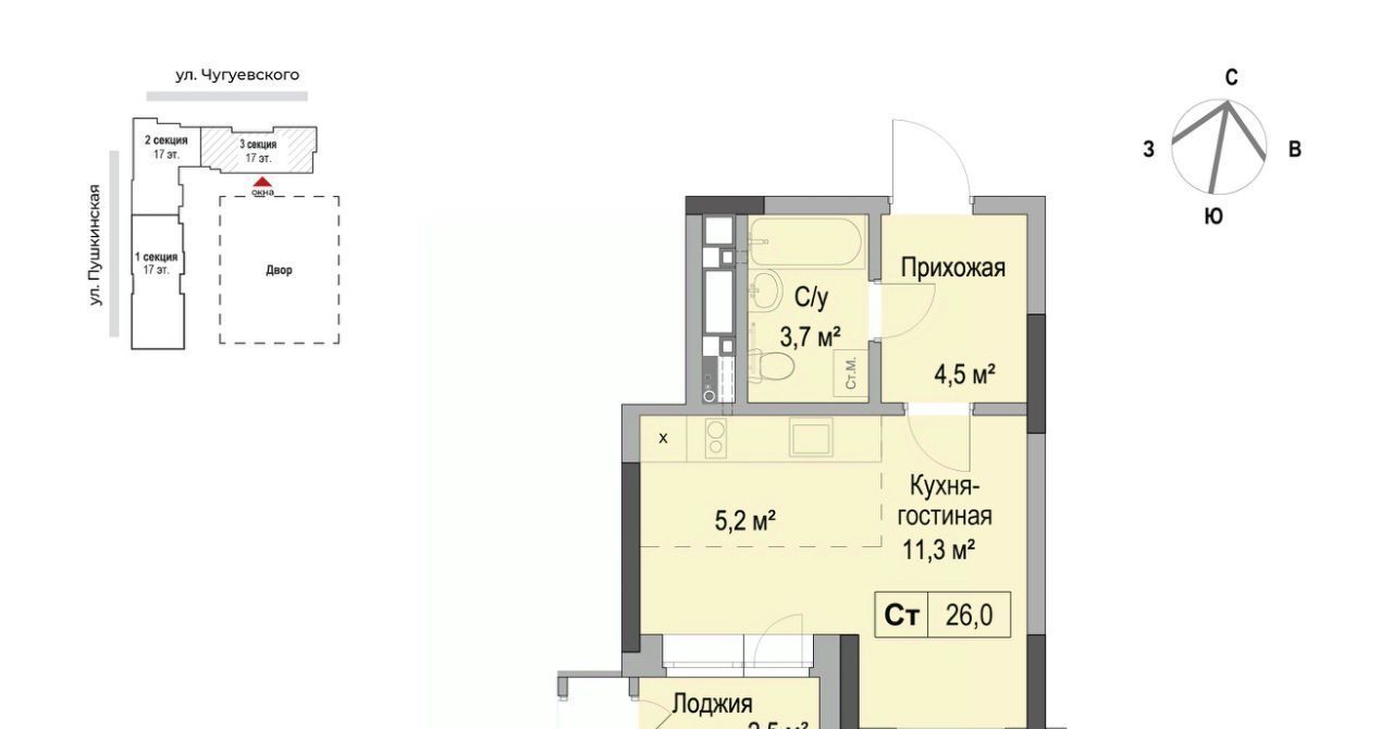 квартира г Ижевск р-н Первомайский ЖК «Дом героев Леонов» фото 1