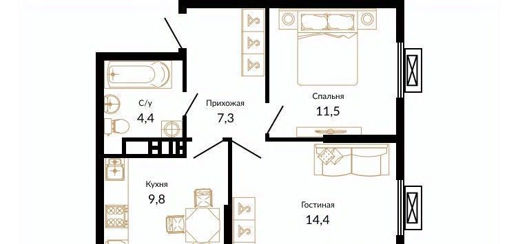 квартира г Краснодар р-н Прикубанский ЖК Южане фото 1