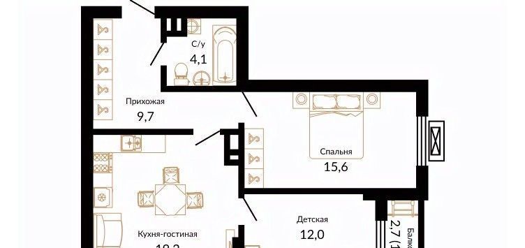 квартира г Краснодар р-н Прикубанский ЖК Южане фото 1