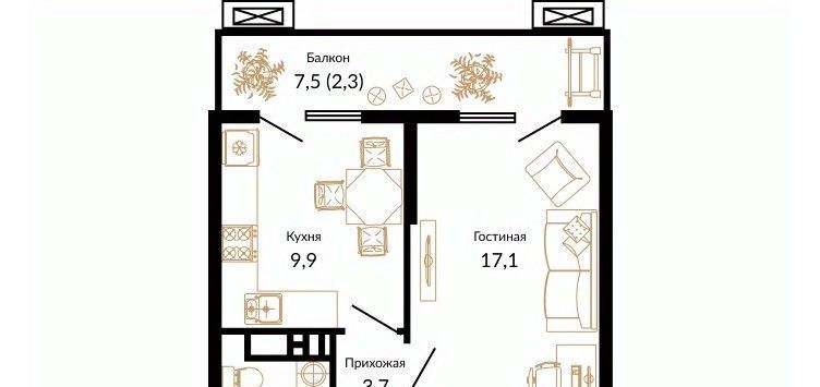 квартира г Краснодар р-н Прикубанский ЖК Южане фото 1