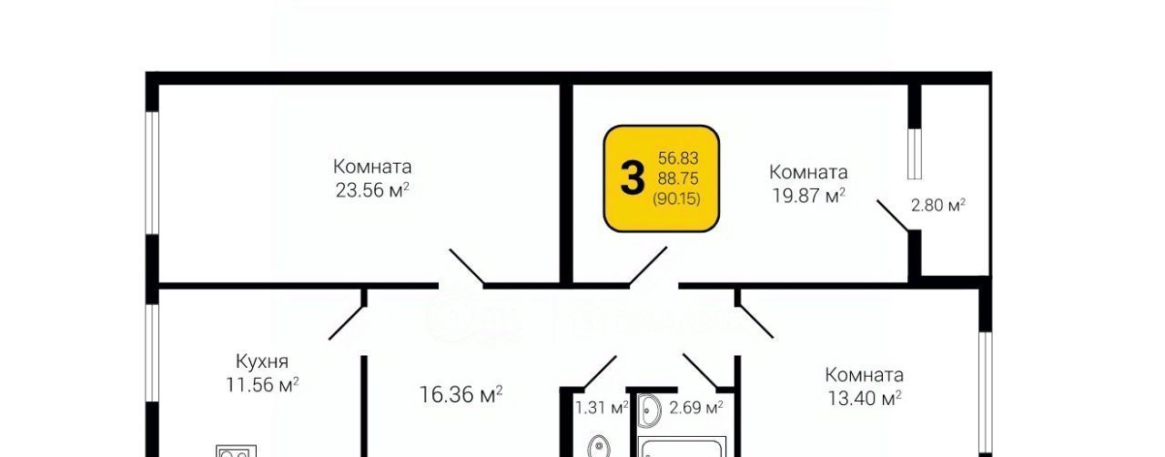 квартира г Воронеж р-н Коминтерновский пер Здоровья 90г/1к 1 фото 1