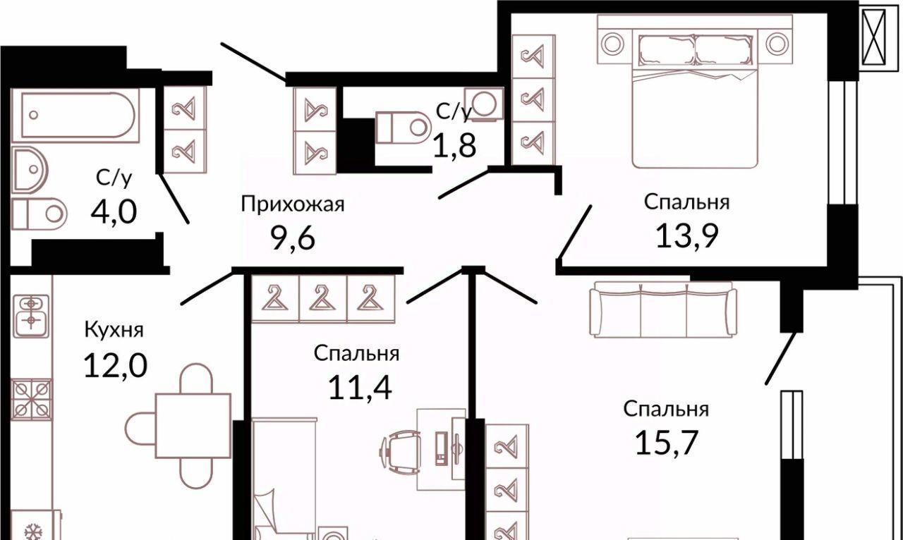 квартира г Краснодар р-н Прикубанский ш. Ближний Западный Обход, 2к 4 фото 1