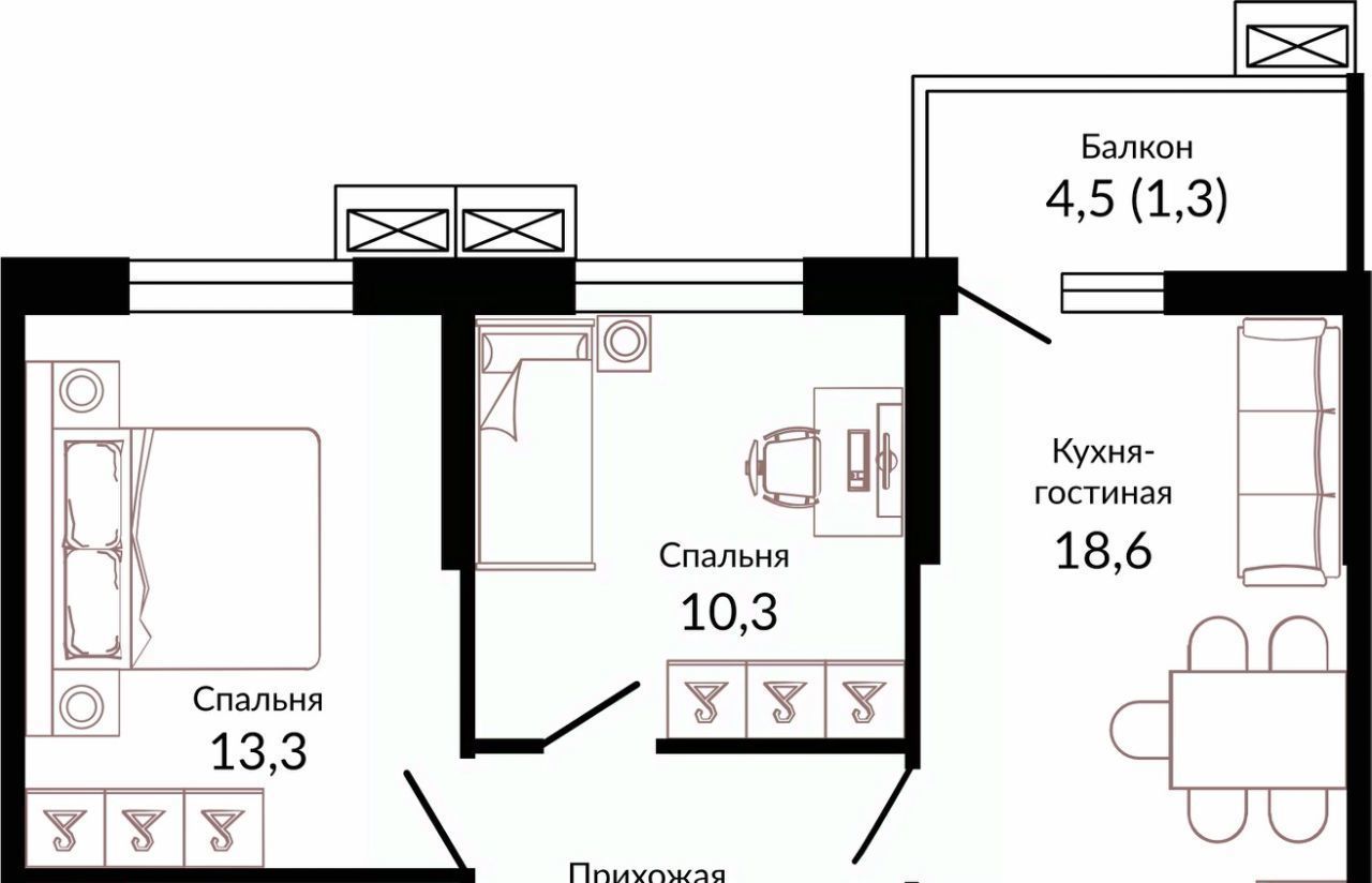 квартира г Краснодар р-н Прикубанский ш. Ближний Западный Обход, 2к 4 фото 1