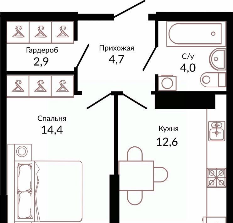 квартира г Краснодар р-н Прикубанский ш. Ближний Западный Обход, 2к 4 фото 1