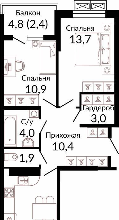 квартира г Краснодар р-н Прикубанский ш. Ближний Западный Обход, 2к 4 фото 1