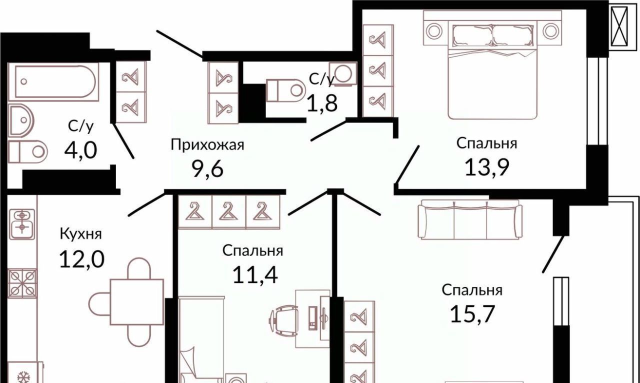 квартира г Краснодар р-н Прикубанский ш. Ближний Западный Обход, 2к 4 фото 3