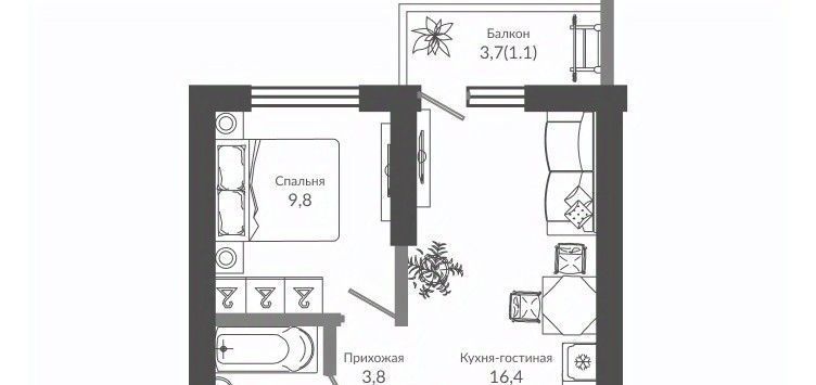 квартира г Сочи р-н Адлерский посёлок Кудепста ЖК Флора фото 1