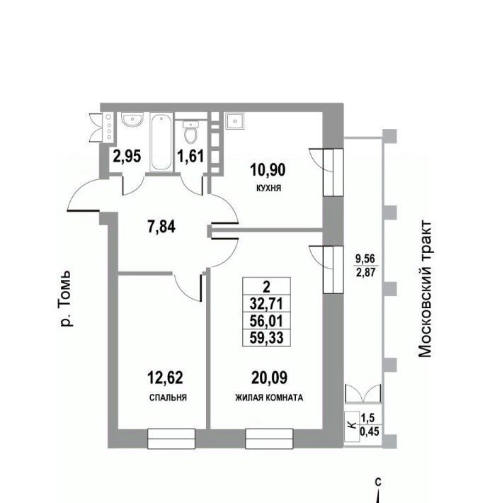 квартира г Томск р-н Кировский тракт Московский 109бс/4 фото 1