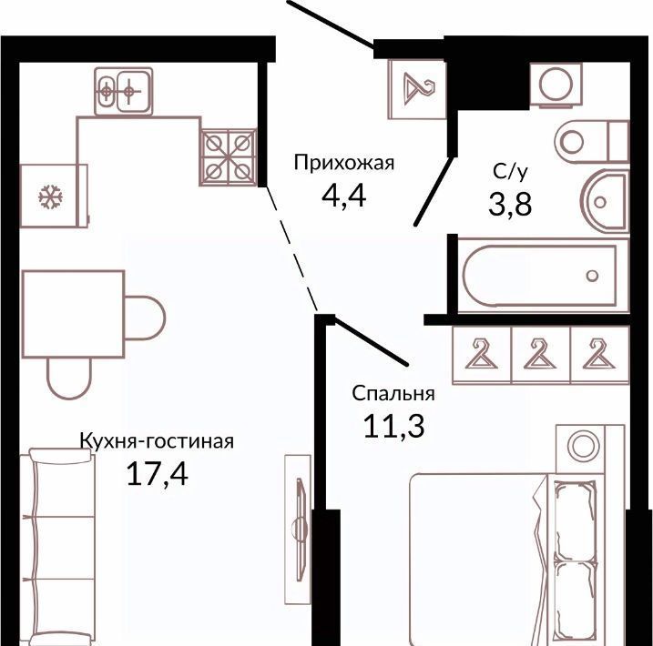 квартира г Краснодар р-н Прикубанский ш. Ближний Западный Обход, 2к 4 фото 1