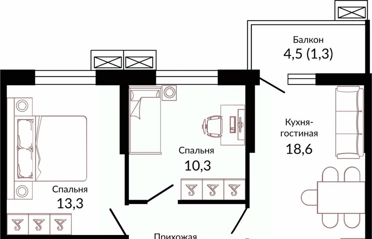 квартира г Краснодар р-н Прикубанский ш. Ближний Западный Обход, 2к 4 фото 3