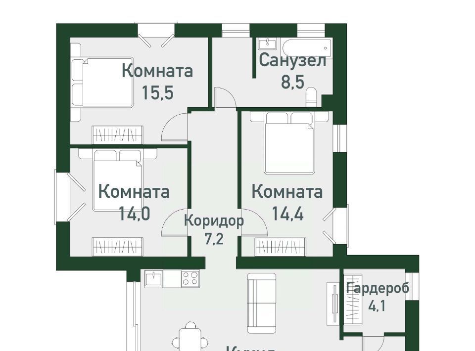 квартира р-н Сосновский п Западный р-н мкр Привилегия Кременкульское с/пос фото 1