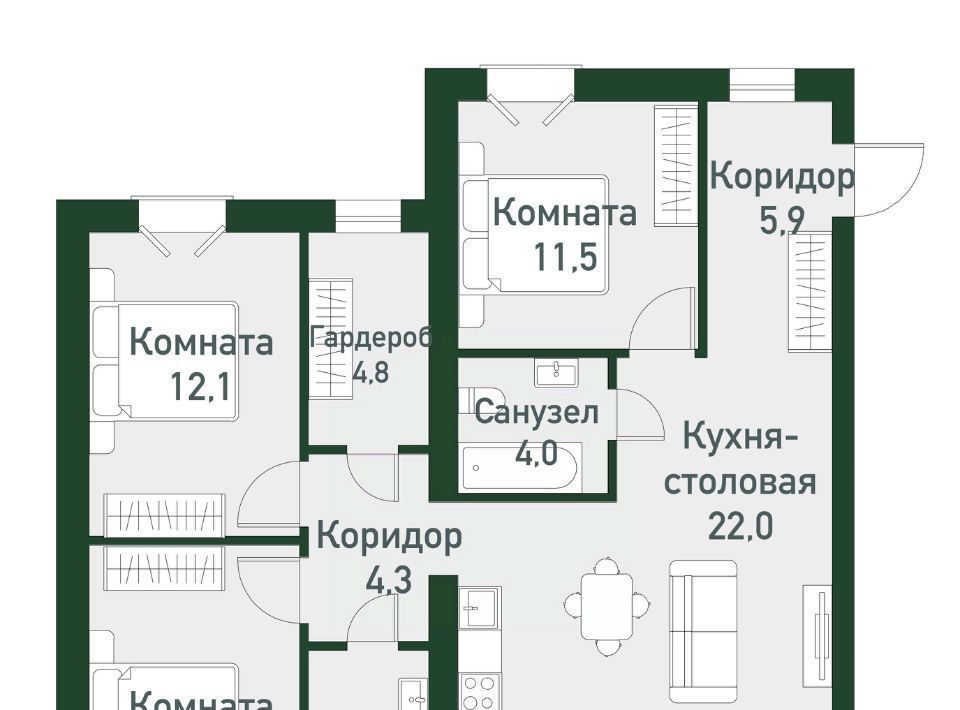 квартира р-н Сосновский п Западный р-н мкр Привилегия Кременкульское с/пос фото 1