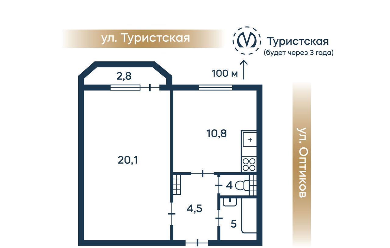 квартира г Санкт-Петербург ул Туристская 13к/1 Беговая фото 1