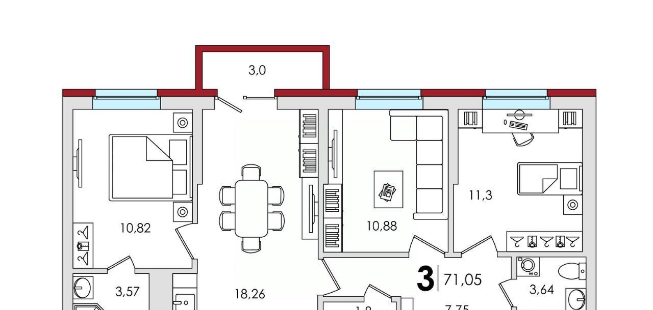 квартира р-н Калининский д Батино ул Сергея Есенина 39 фото 1