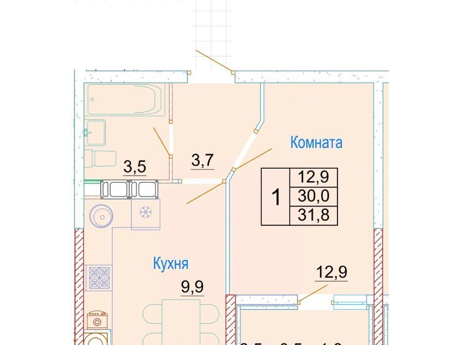 квартира г Ростов-на-Дону р-н Пролетарский Кирпичный фото 1