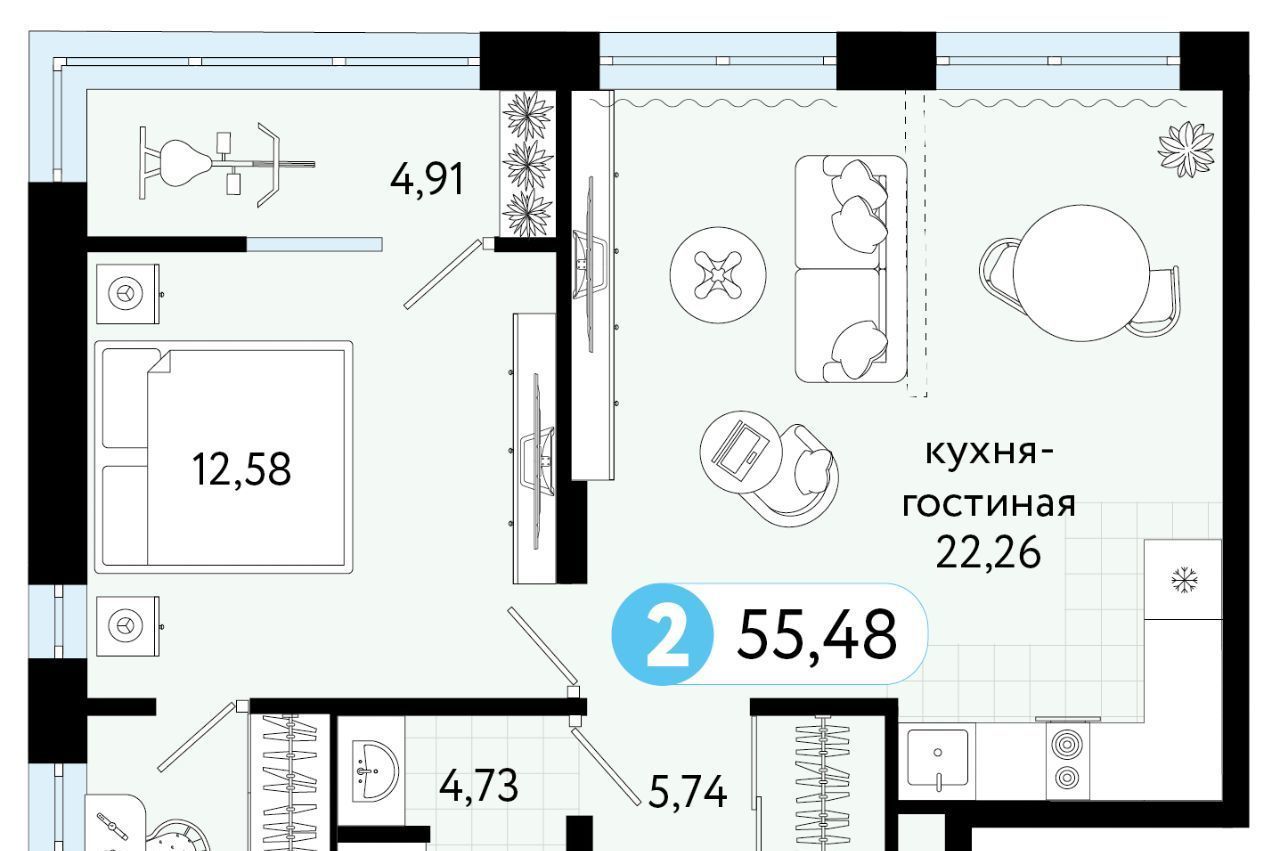 квартира р-н Тюменский д Дударева ЖК На Московском фото 1