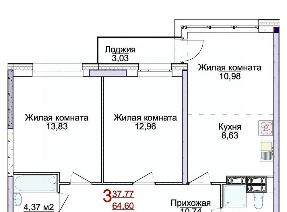 квартира г Ярославль р-н Фрунзенский ЖК «АЭРОПАРК» фото 1