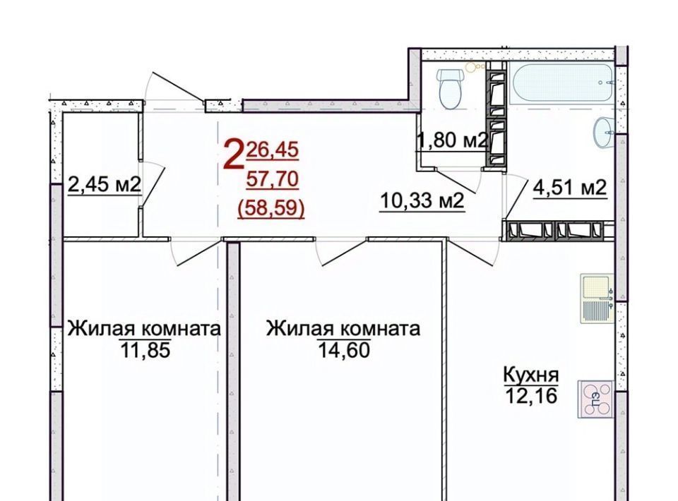 квартира г Ярославль р-н Фрунзенский ЖК «АЭРОПАРК» фото 1