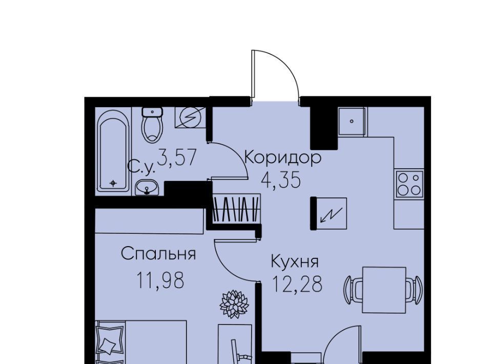 квартира г Кудрово Северное Кудрово ЖК Айди Кудрово 4 Улица Дыбенко, Заневское городское поселение фото 1