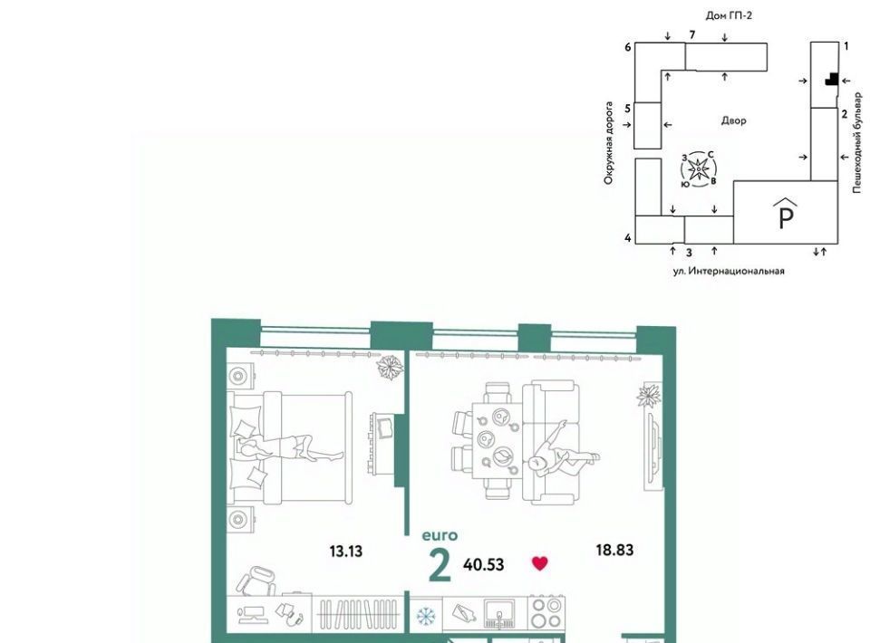 квартира г Тюмень р-н Калининский ул Интернациональная 199к/9 фото 1