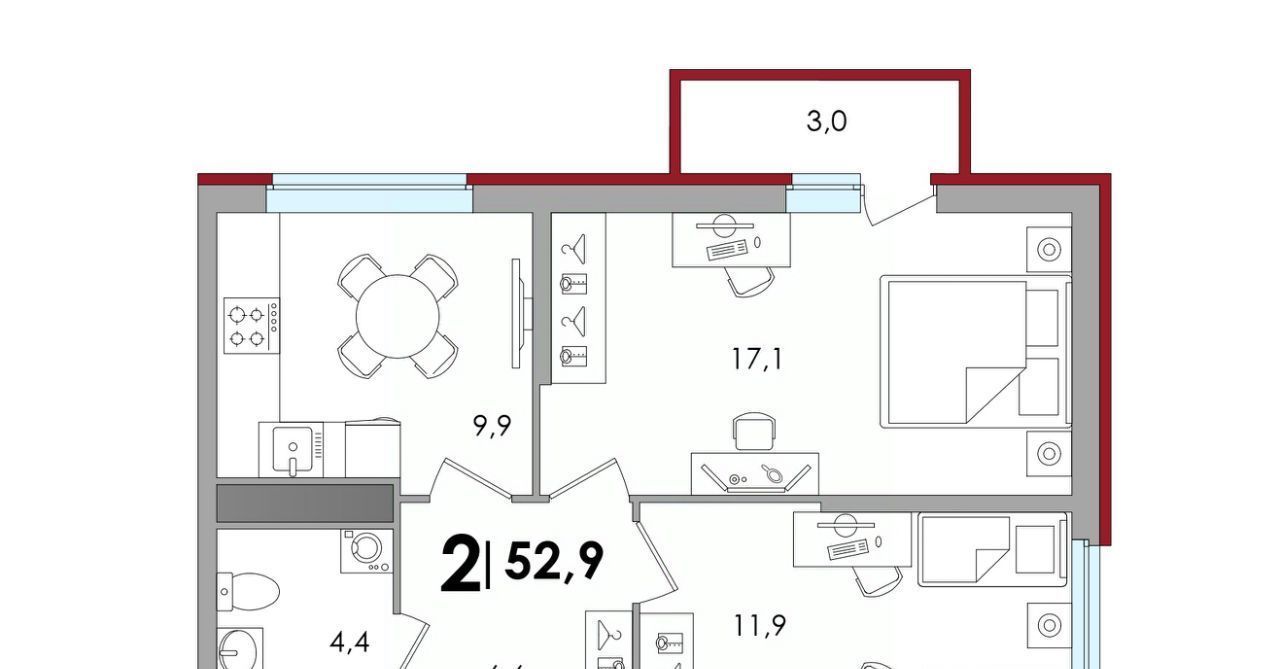 квартира р-н Калининский д Батино ул Сергея Есенина 39 фото 1