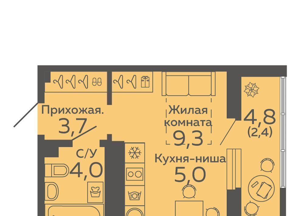 квартира г Екатеринбург микрорайон Новокольцовский Ботаническая фото 1