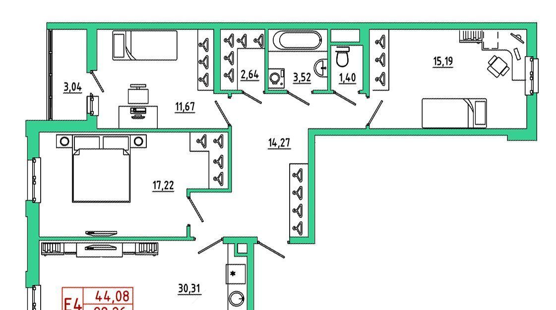 квартира г Рязань р-н Железнодорожный ш Московское 2 фото 1