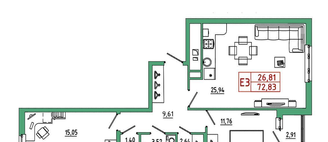 квартира г Рязань р-н Железнодорожный ш Московское 2 фото 1
